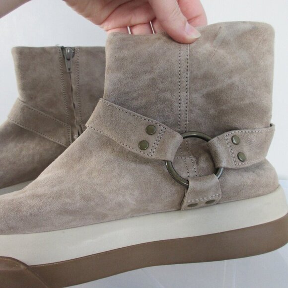 Free People Women Boots 9.5 Taupe Suede Leather Bodhi Harness Ankle Booties 1240 - Picture 6 of 11